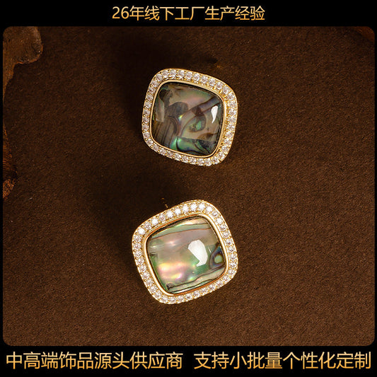 Elegant Shell Stud Earrings With Natural Abalone Inlay