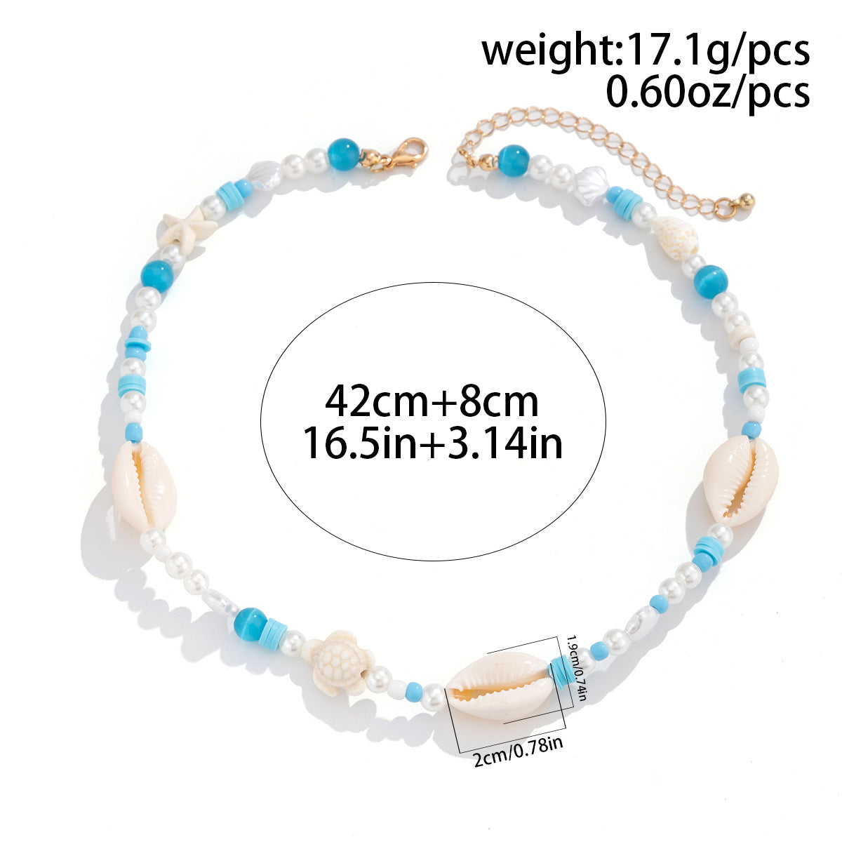 Ocean Breeze Bead Necklace With Starfish And Shell Design