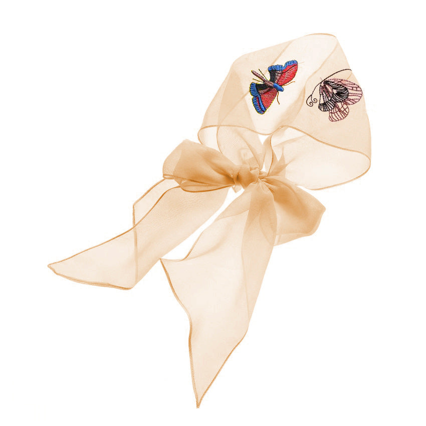 Summer Thin Embroidery Butterfly Narrow Strip Silk Scarf Women Spring And Autumn Versatile Fashion Gauze Scarf Women