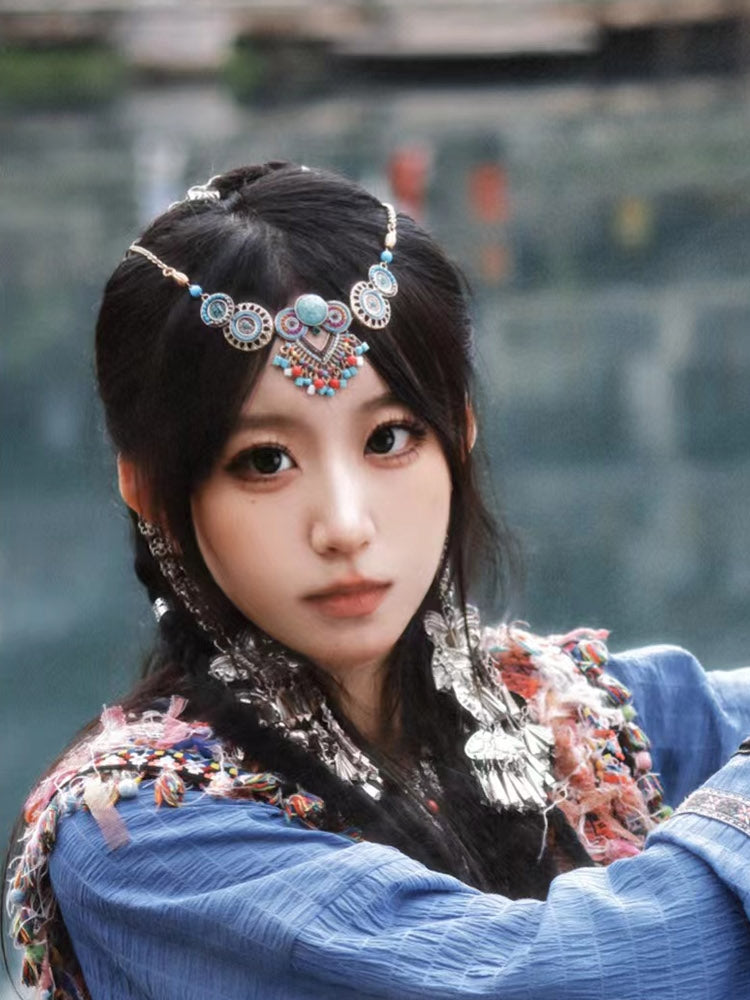 Ethnic Style Headgear, Exotic Charm Necklace, Western Tibet Eyebrow Center And Forehead Chain