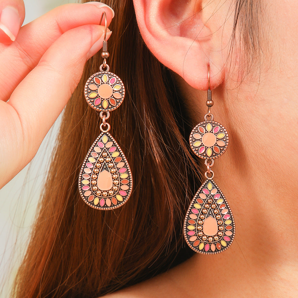 Bohemian Tassel Drop Earrings Colorful Ethnic Jewelry Set