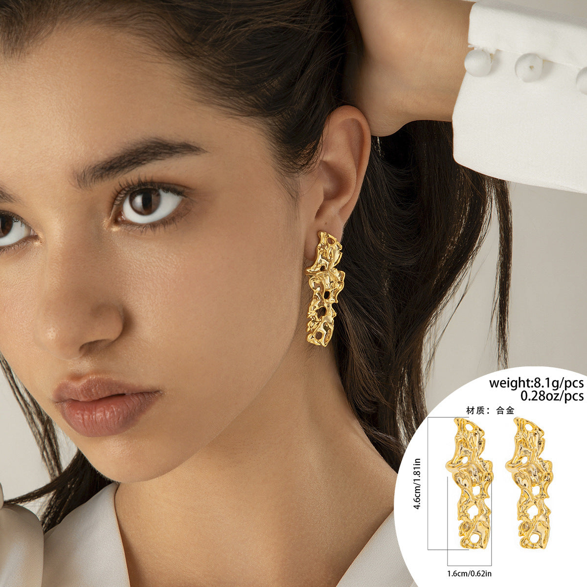 Unique Liquid Lava Metal Heart Drop Earrings