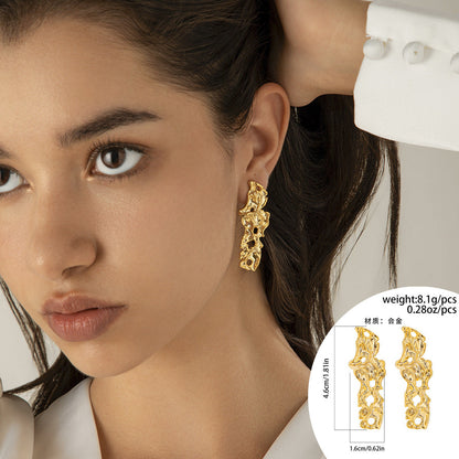 Unique Liquid Lava Metal Heart Drop Earrings
