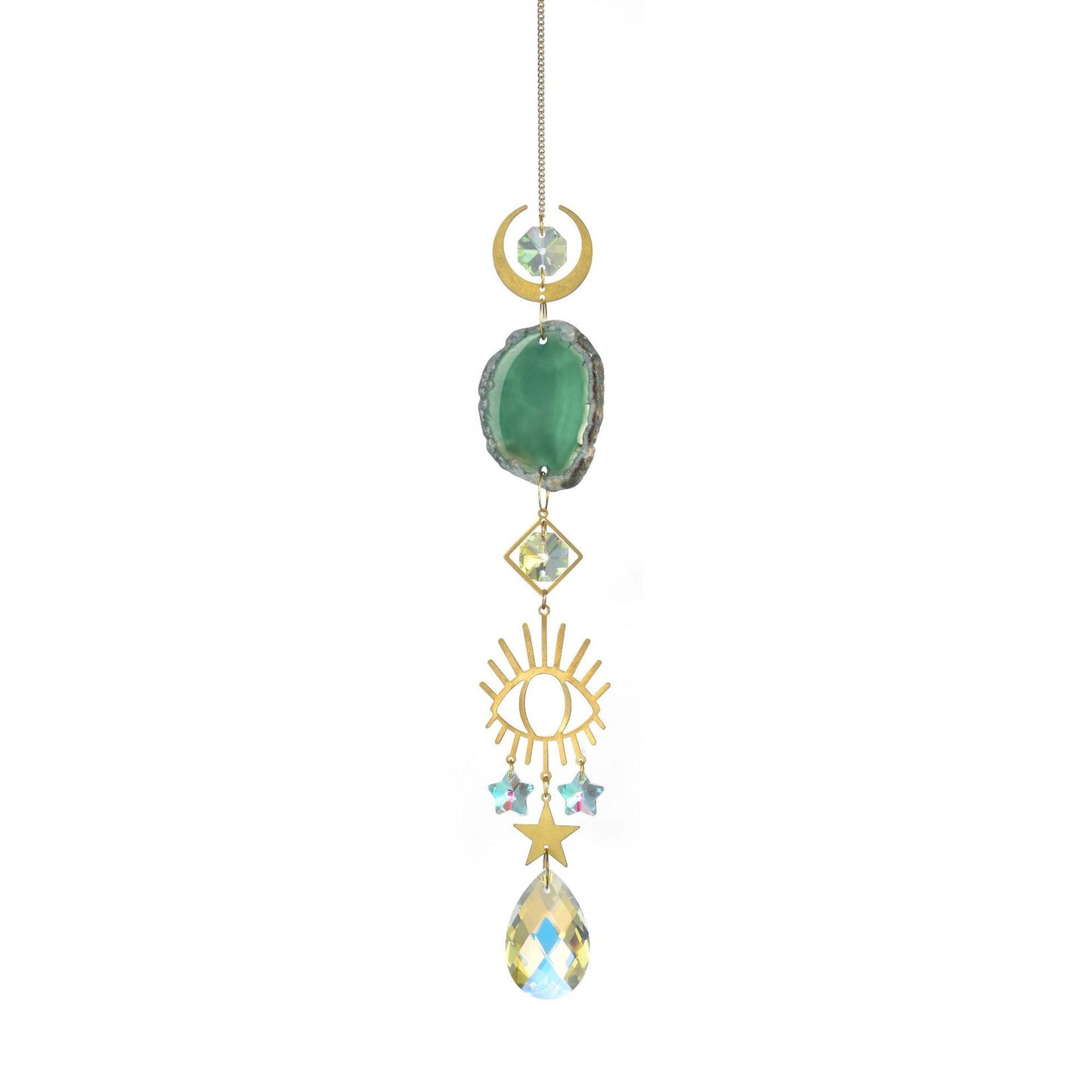 Colorful Agate Sun Moon Crystal Suncatcher