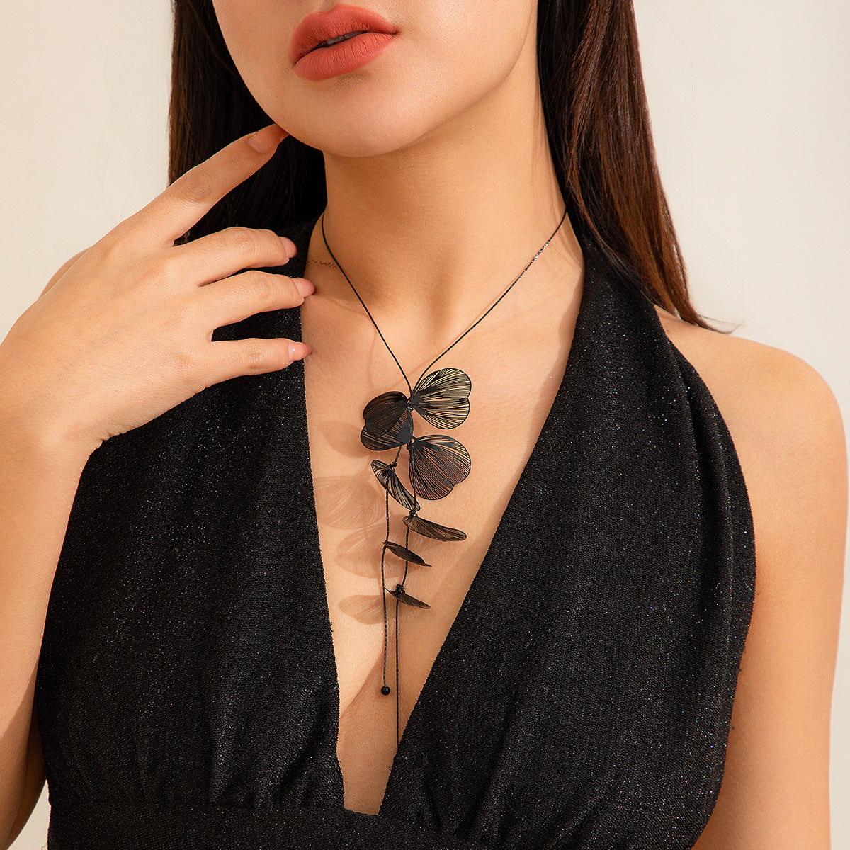 Ginkgo Leaf Tassel Necklace Vintage Choker For Women