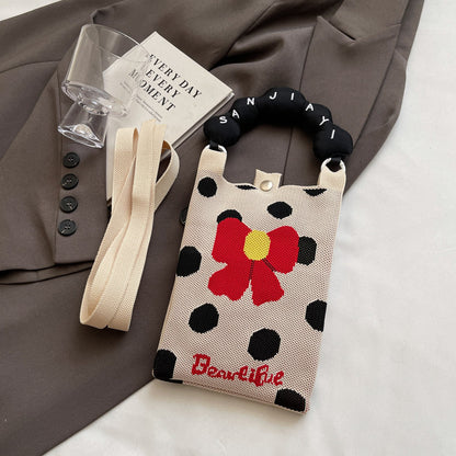 Trendy Knitted Crossbody Phone Bag Cute Cartoon Design
