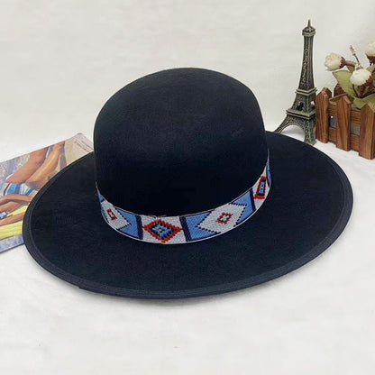 Wool Felt Wide Brim Fedora Hat for Fall/Winter