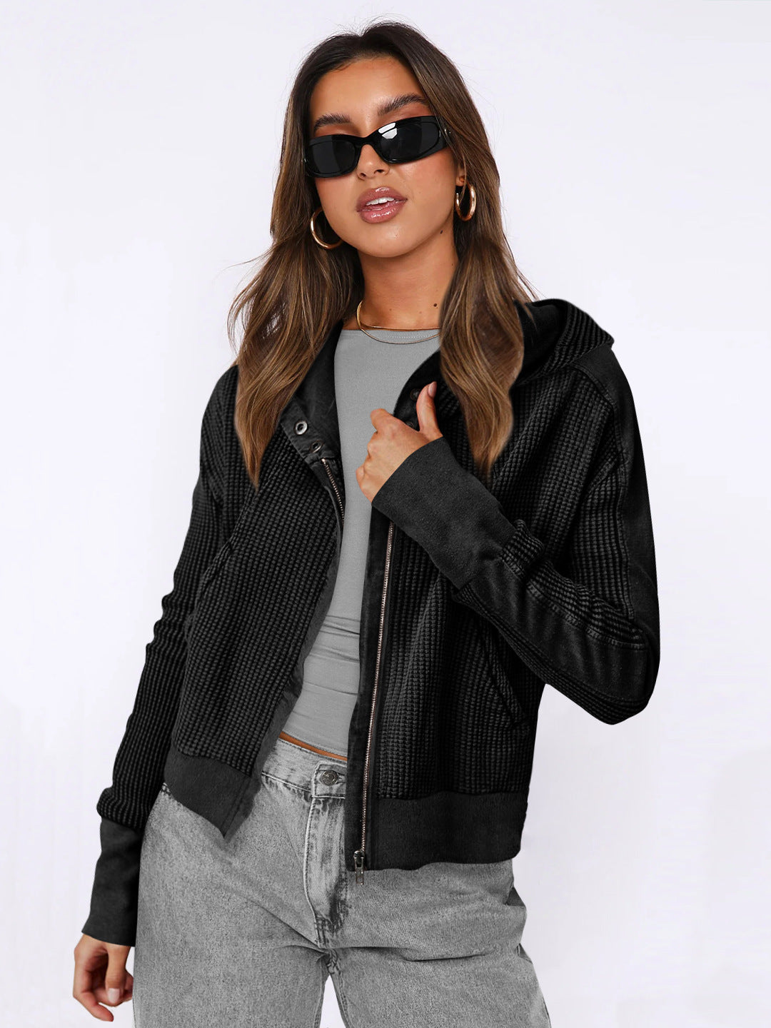 Hooded Color Block Sweatshirt Casual Streetwear