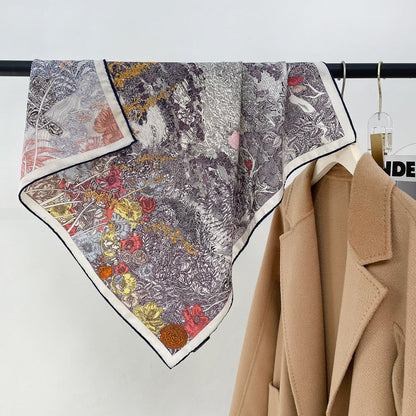 Double Sided Print Soft Square Silk Scarf