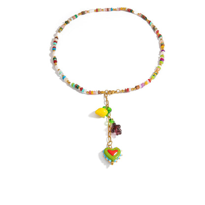 Colorful Geometric Resin Pendant Necklace Stainless Steel Fashion