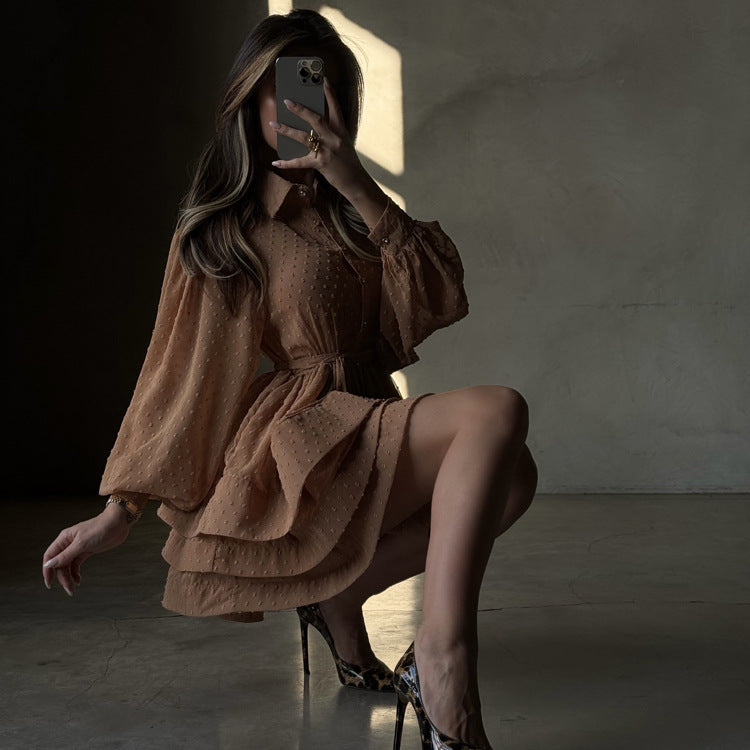 French Style Short A-Line Dress With Collar