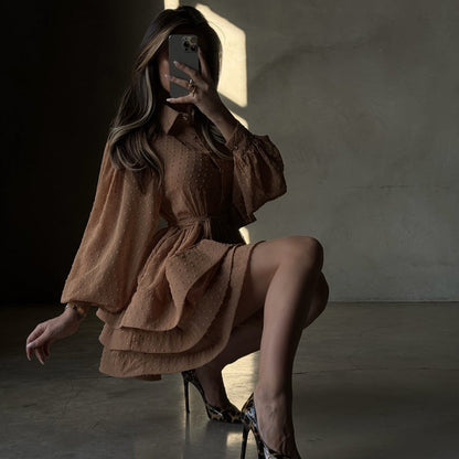 French Style Short A-Line Dress With Collar