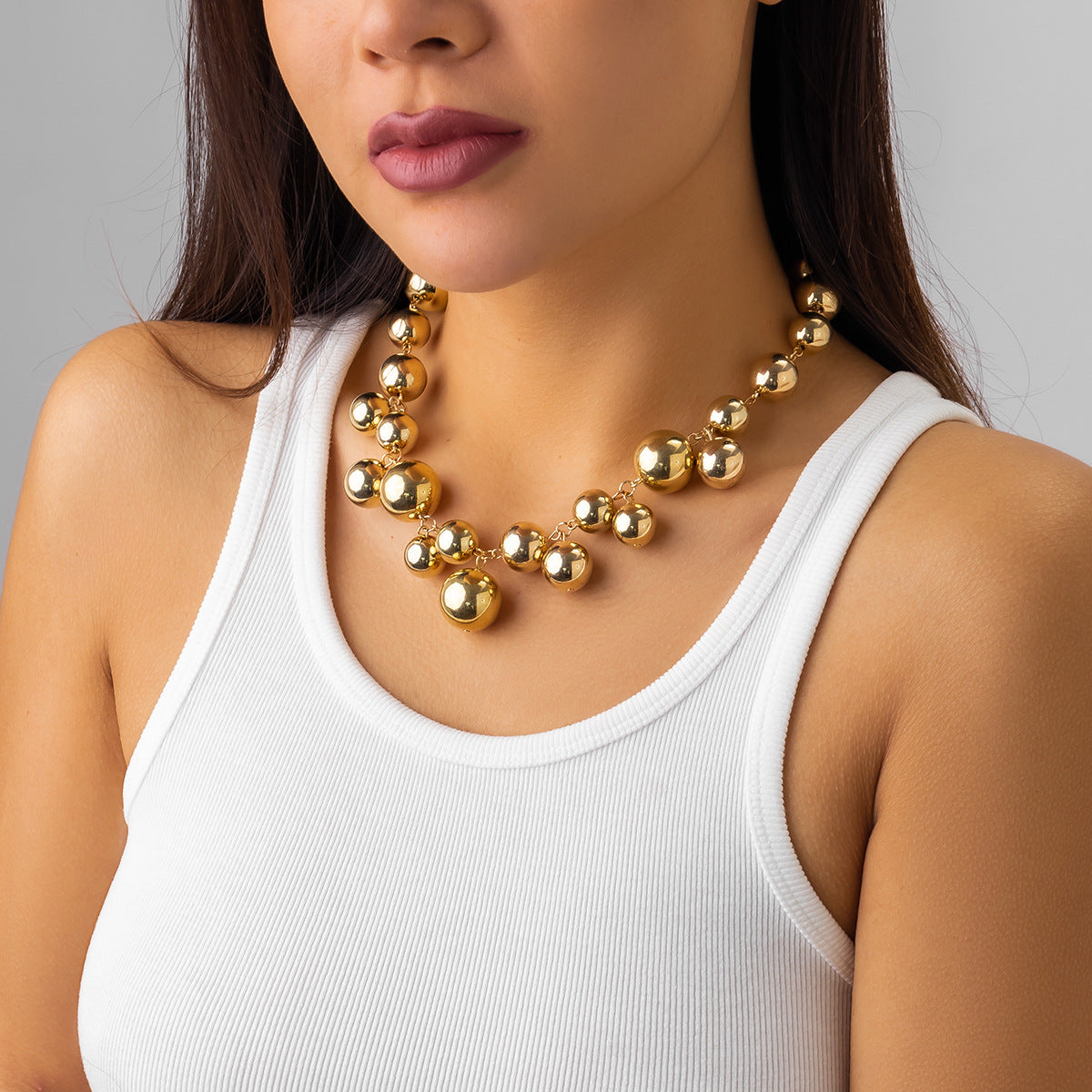 Punk Style Creative Beaded Faux Pearl Tassel Necklace For Women