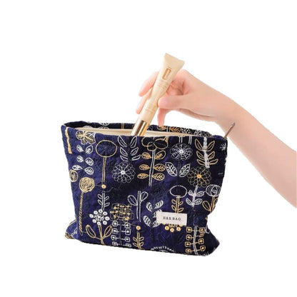 Cute Floral Cotton Embroidered Makeup Bag