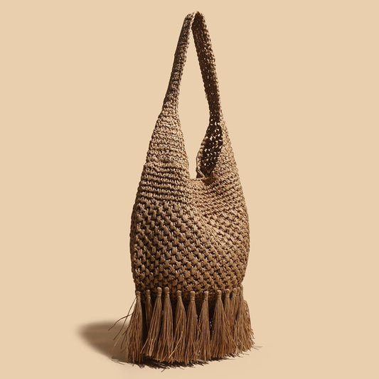 Tassel Straw Bag Woven Bag Rattan Shoulder Bag New Cross-Border Beach Bag Women