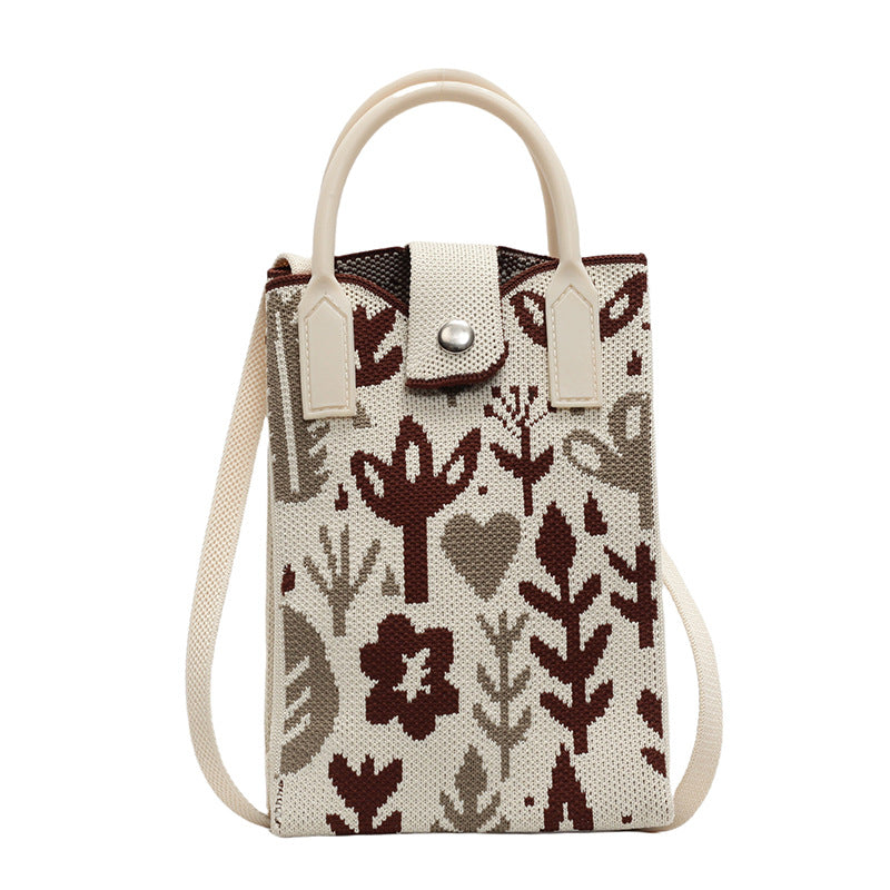 Fashionable Simple Knit Crossbody Phone Bag