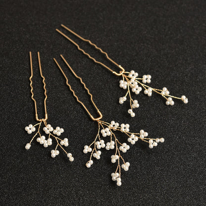 Handmade Pearl Hair Pins U-Shaped Hair Forks Wedding Party Accessories