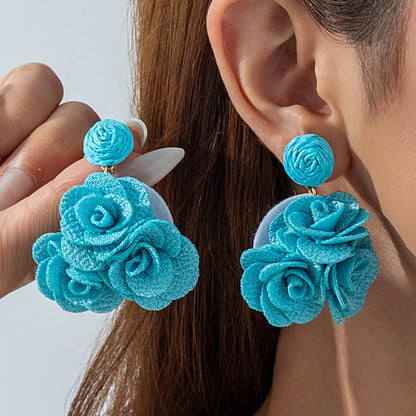 Colorful Floral Statement Earrings Handmade Resin Dangle Earrings
