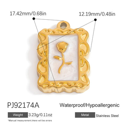 Evil Eye Hamsa Pendant Necklace Stainless Steel 18K Gold DIY Vintage Floral Charm