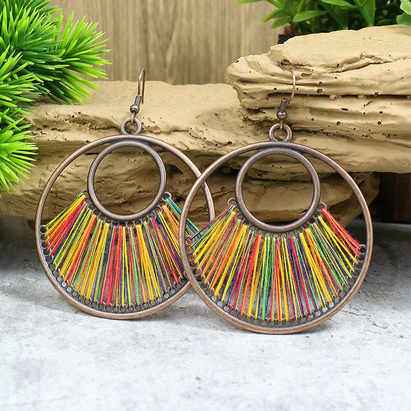 Handcrafted Bohemian Circular Earrings Vintage Style
