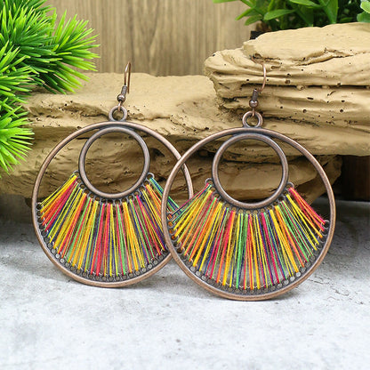 Handcrafted Bohemian Circular Earrings Vintage Style