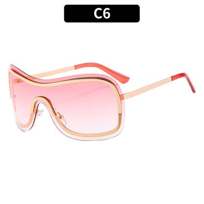 Frameless Y2K Oval Sunglasses Trendy Metal Shades
