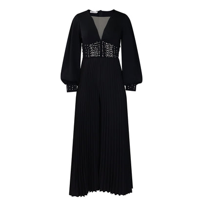Chic Elegant Mesh Jumpsuit With Wide Legs