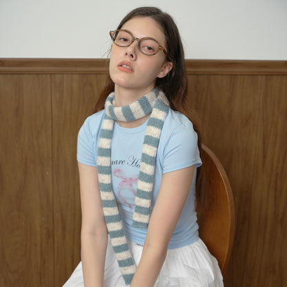 Striped Knit Scarf for Women - Acrylic Warm Fashion Accessory