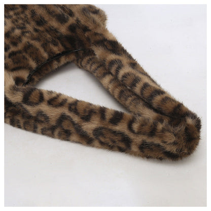 Retro Leopard Print Furry Tote Shoulder Bag