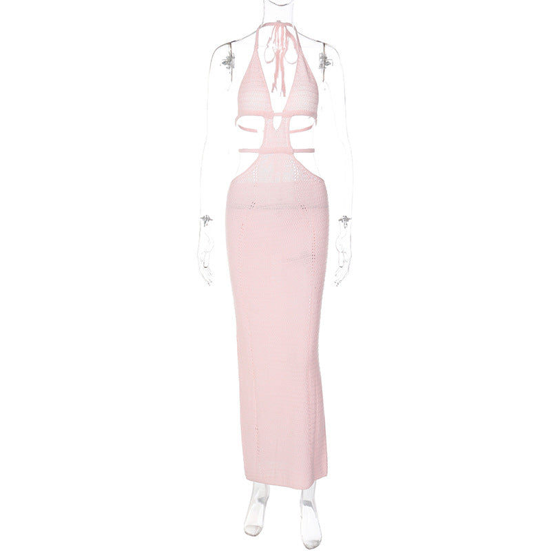 Sexy Street Style Halter Neck Cut-Out Dress for Women