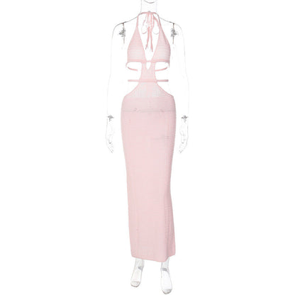 Sexy Street Style Halter Neck Cut-Out Dress for Women