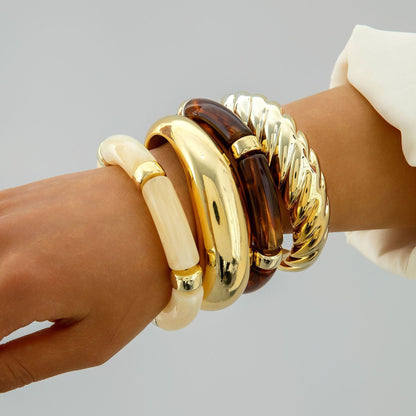 Exaggerated Acrylic Bead Bracelet Set Colorful Retro Jewelry