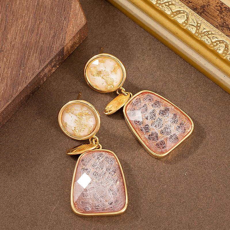 Chic Geometric Resin Drop Earrings With Silver Needle