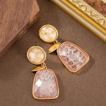 Chic Geometric Resin Drop Earrings With Silver Needle
