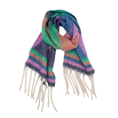 Winter Cozy Tassel Color Block Warm Scarf