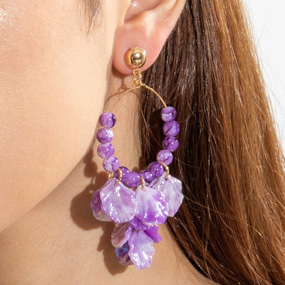 Trendy Geometric Turquoise Floral Earrings With Beaded Tassels