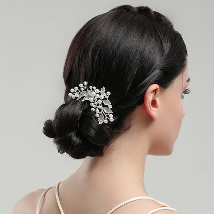 Bridal Pearl Hair Comb With Crystal Accents Silver Alloy Hairpiece