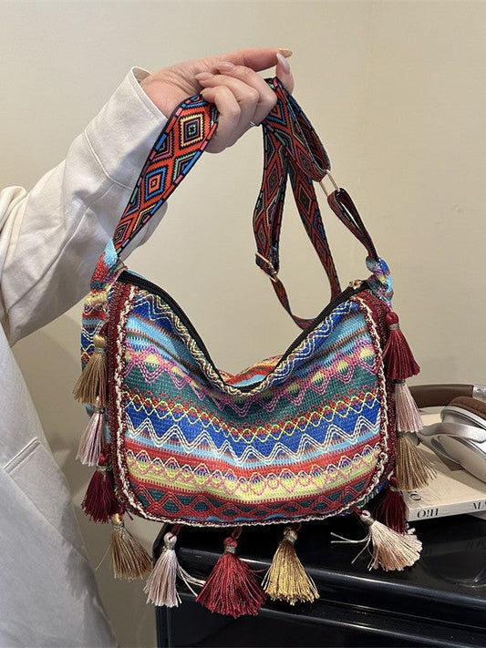 Bohemian Fringe Tote Bag Stylish Crossbody Purse