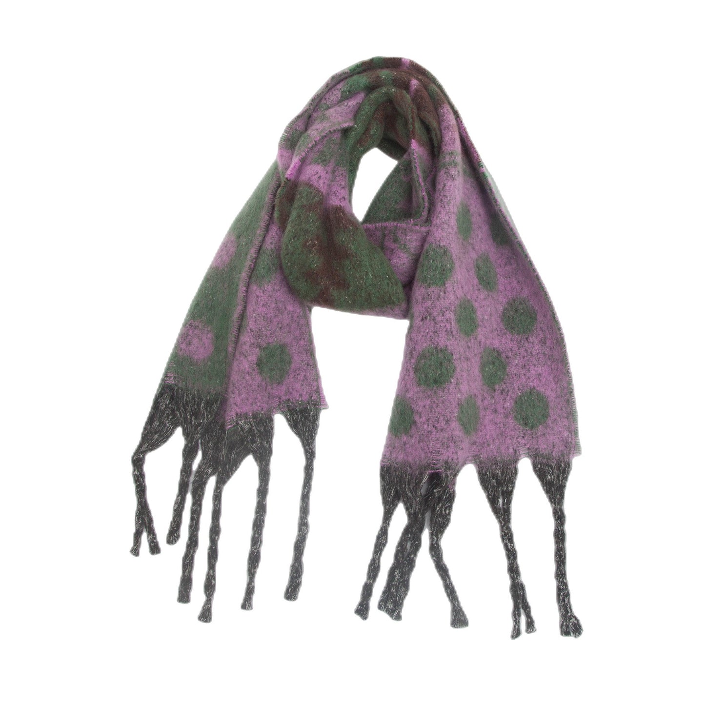 Contrast Color Print Tassel Scarves