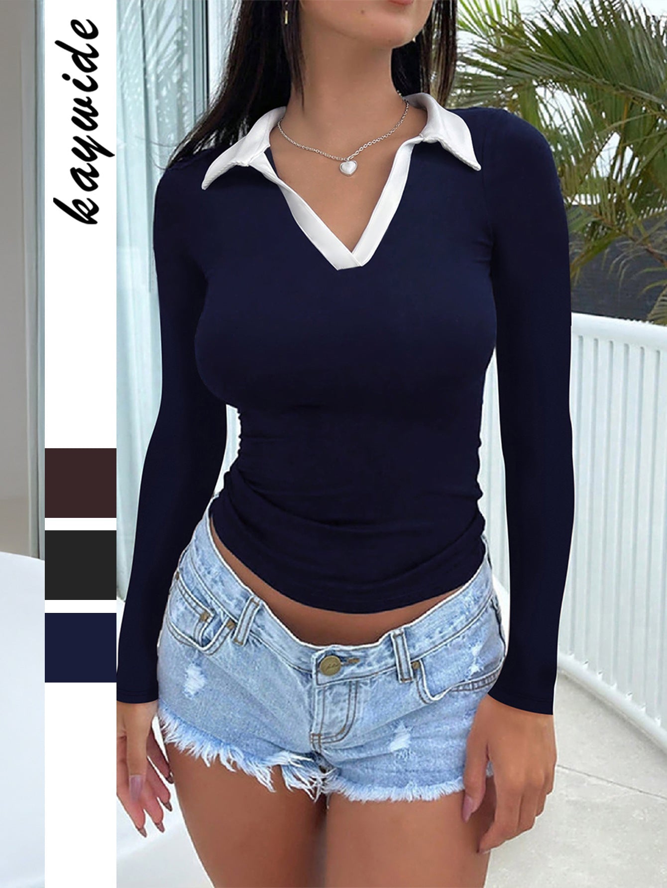 Casual Solid Color Long Sleeve T-Shirt for Women