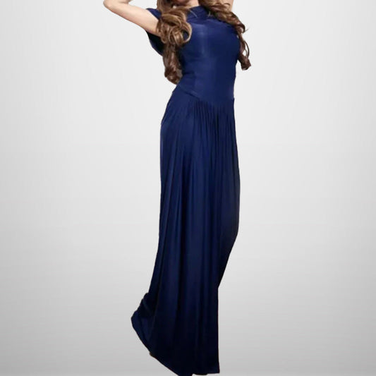 Elegant Waist-Cinching Pleated Maxi Dress