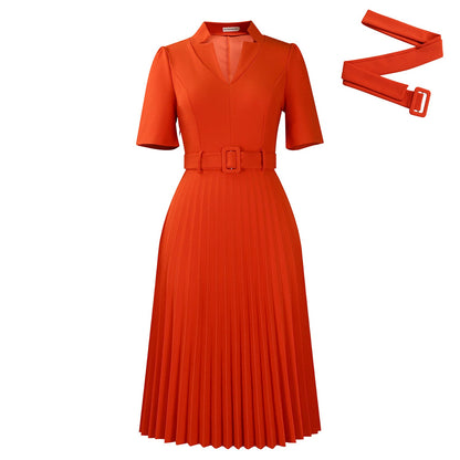 Elegant High-Waisted V-Neck A-Line Dress For Women
