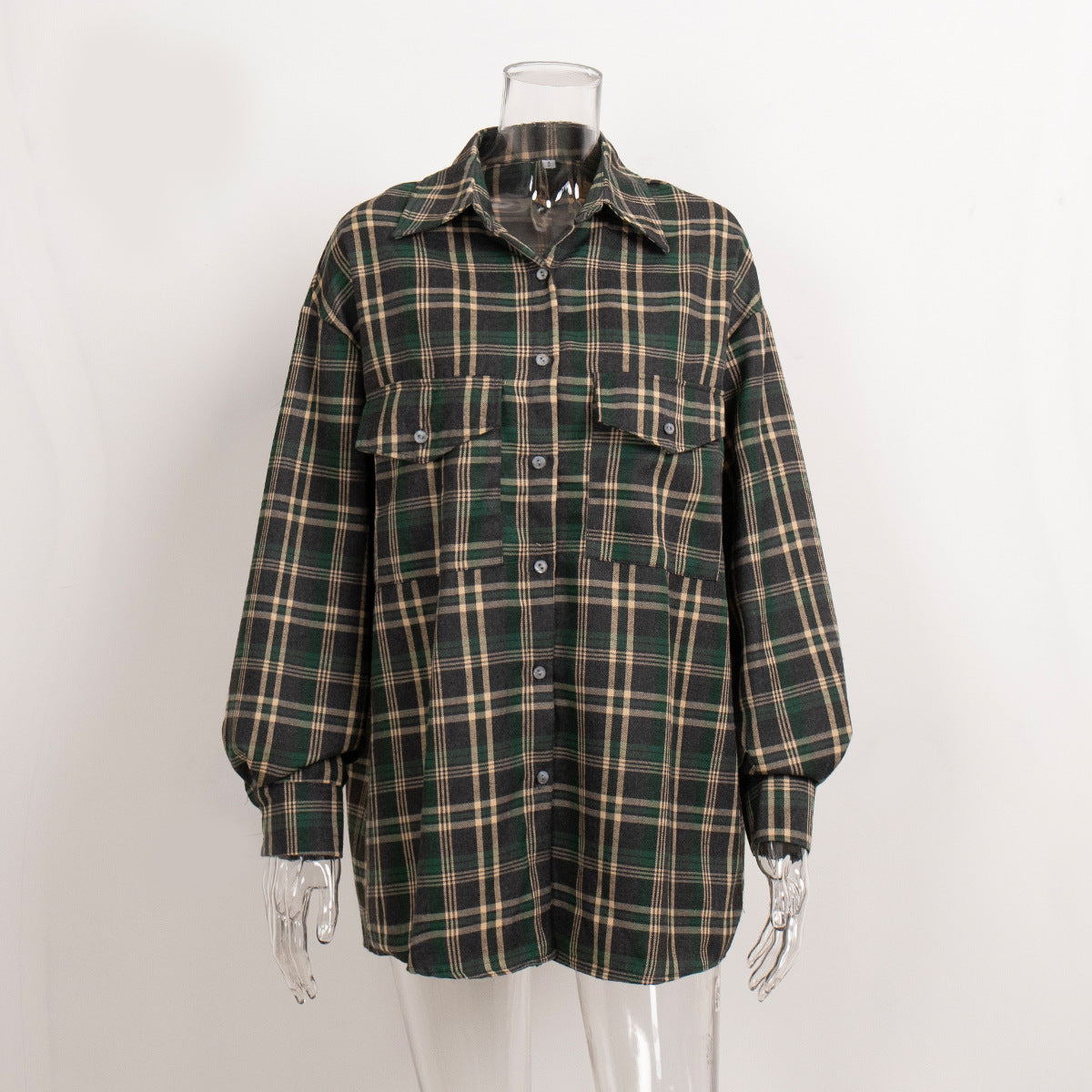 Plaid Long Sleeve Shirt With Pockets
