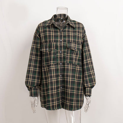 Plaid Long Sleeve Shirt With Pockets