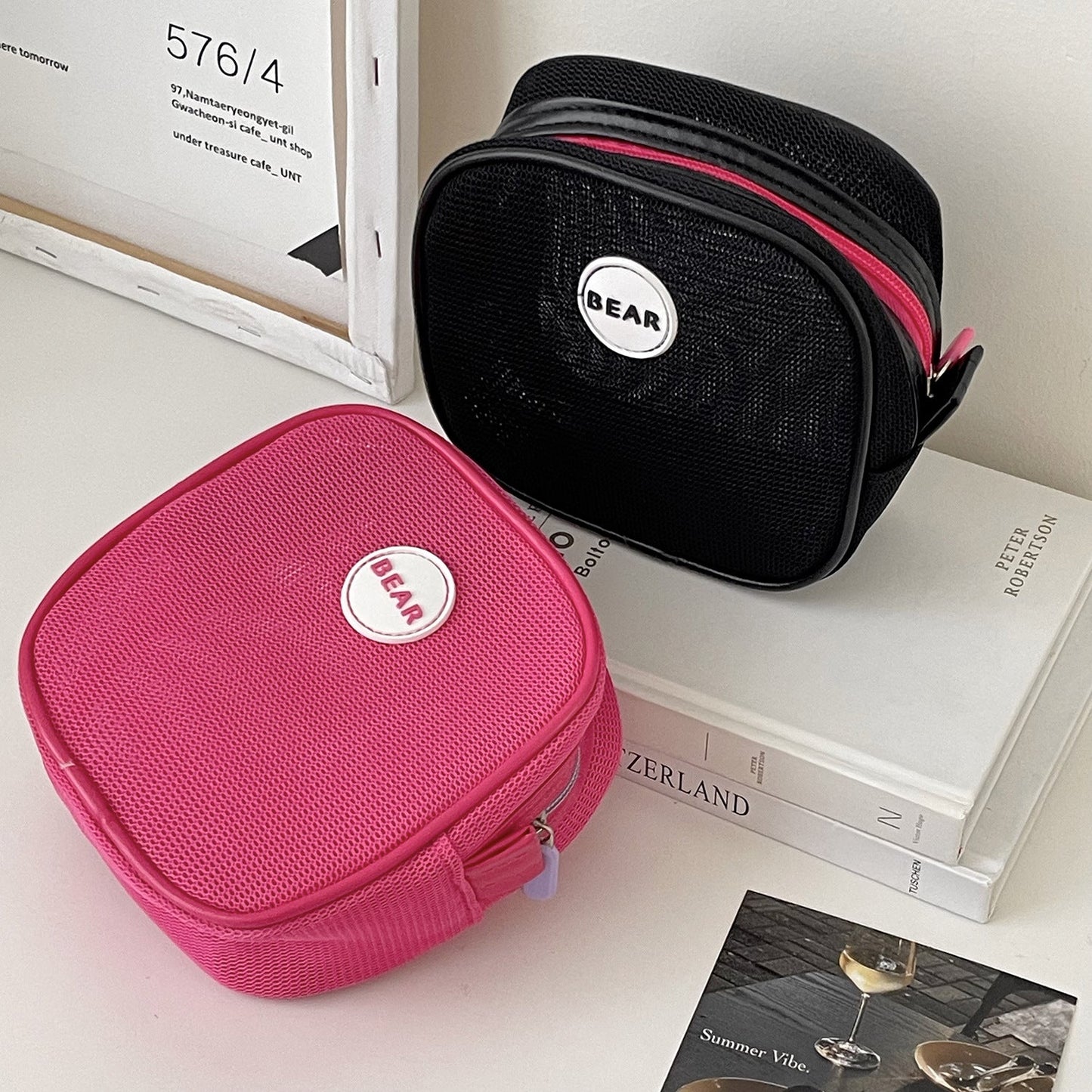Square Solid Color Mini Make Up Bags