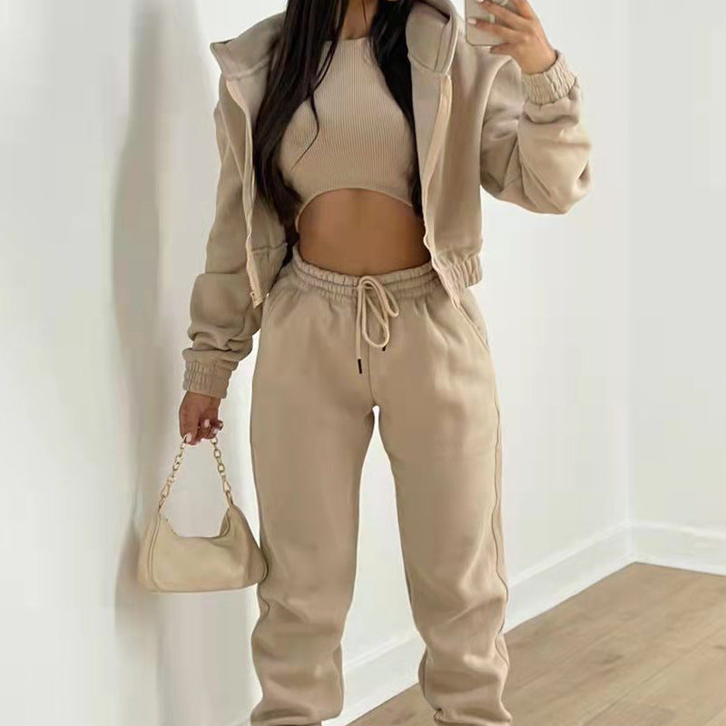 Solid Color Hoodie Jogger Set Stylish Comfortable Sportswear