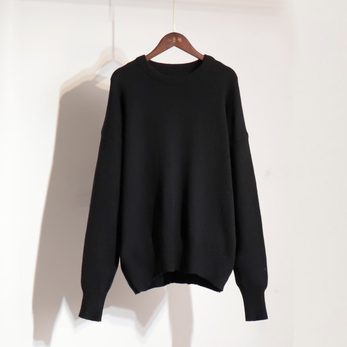 Classic Round Neck Sweater Solid Color Knit Top Casual Elegance