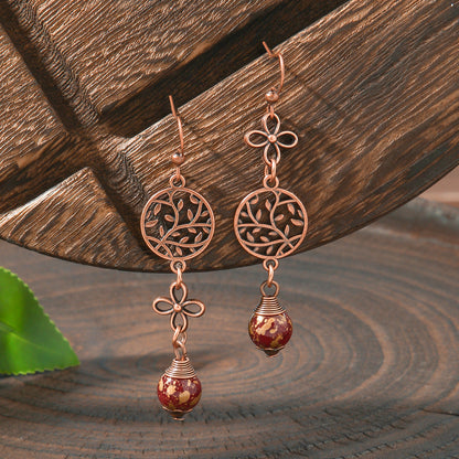 Elegant Vintage Leaf Dangle Earrings Zinc Alloy Art Design