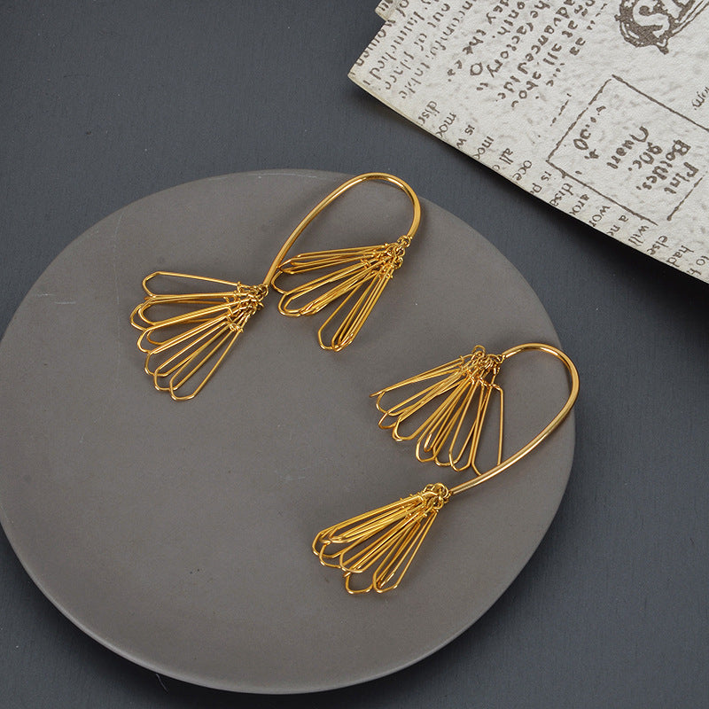 Geometric Gold Plated Earrings For Women Fashion Luxurious Style