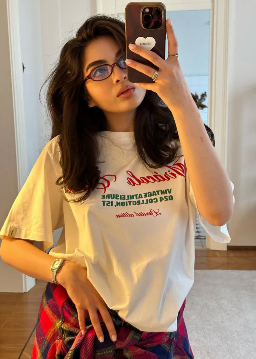 Oversized Cotton T Shirt With Graphic Lettering